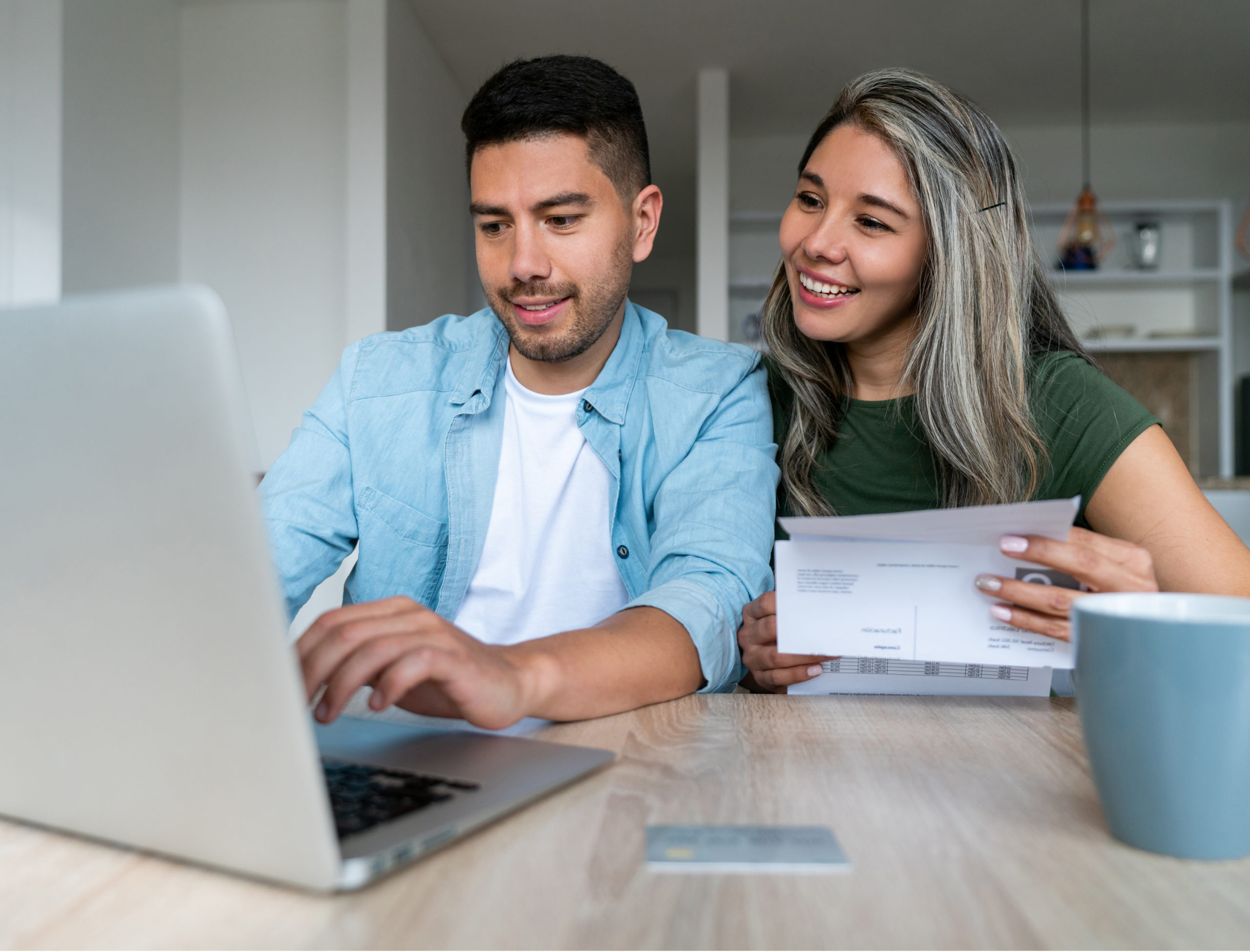 couple paying bill online