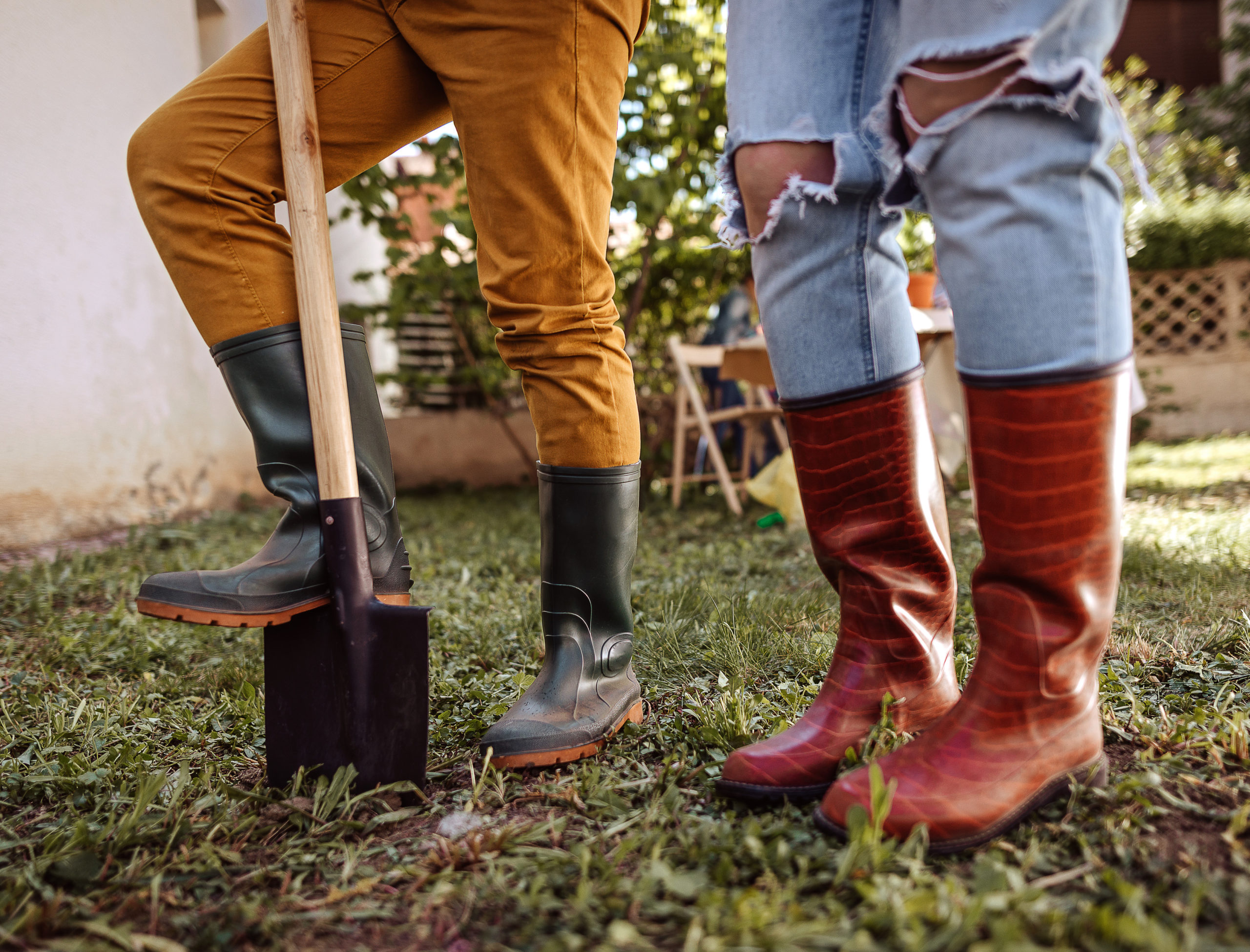 couple digging in yard