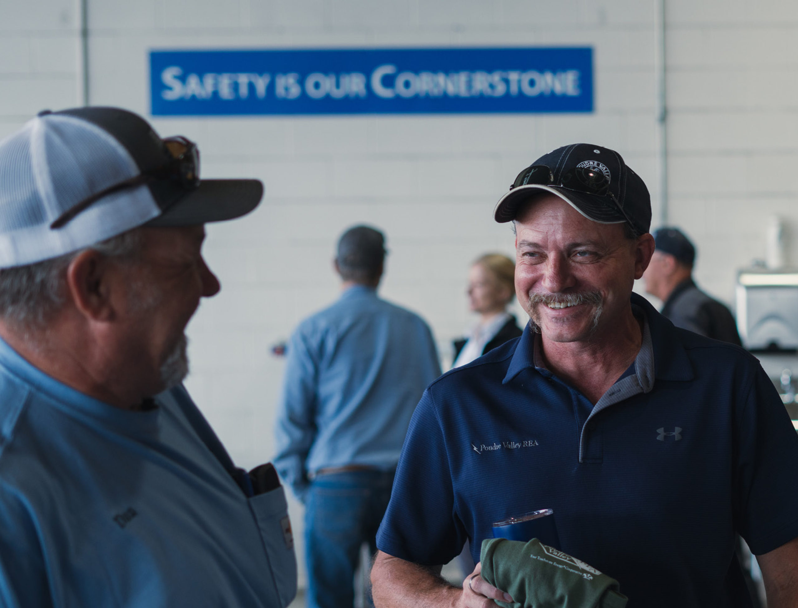 employee smiling inside