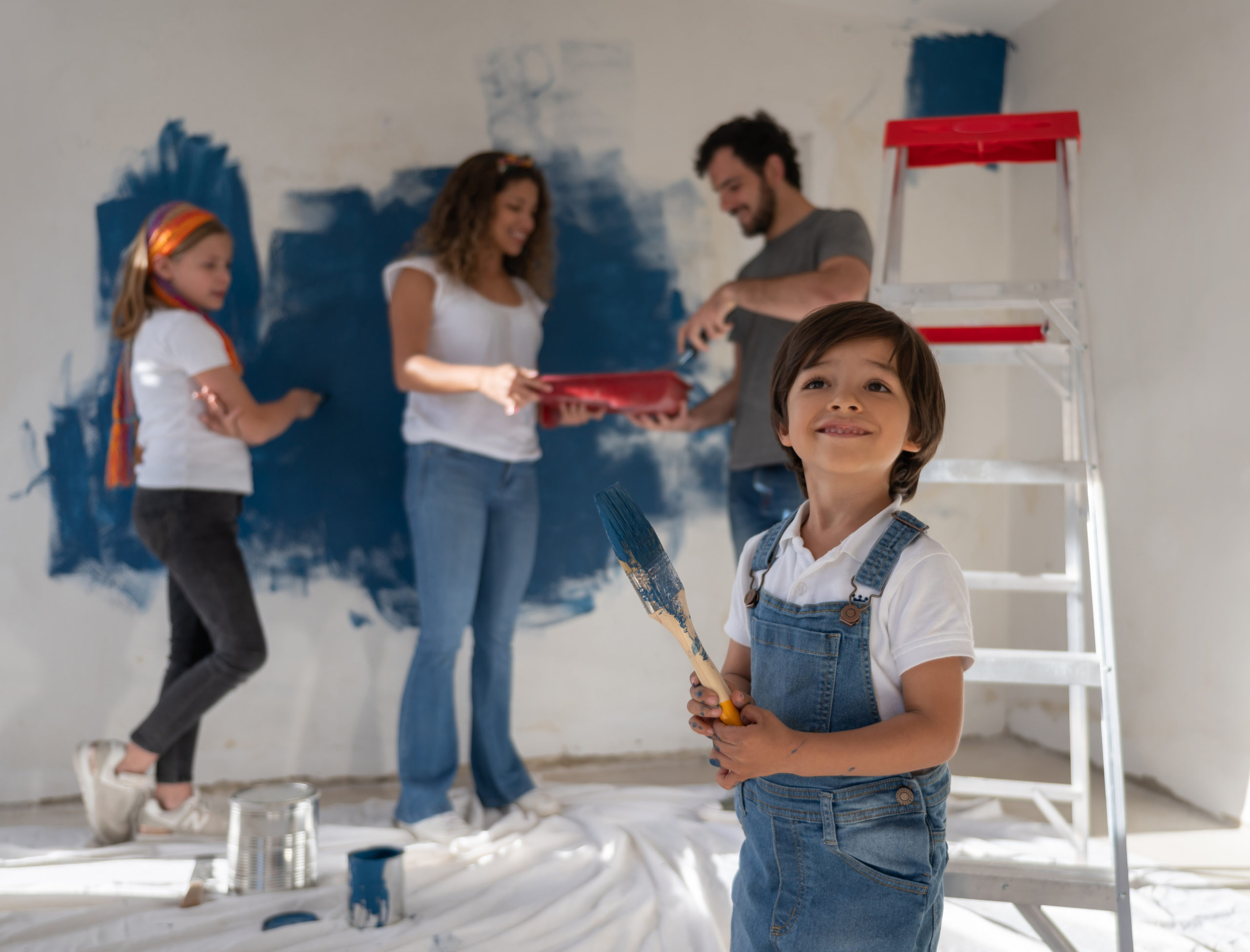 family painting together