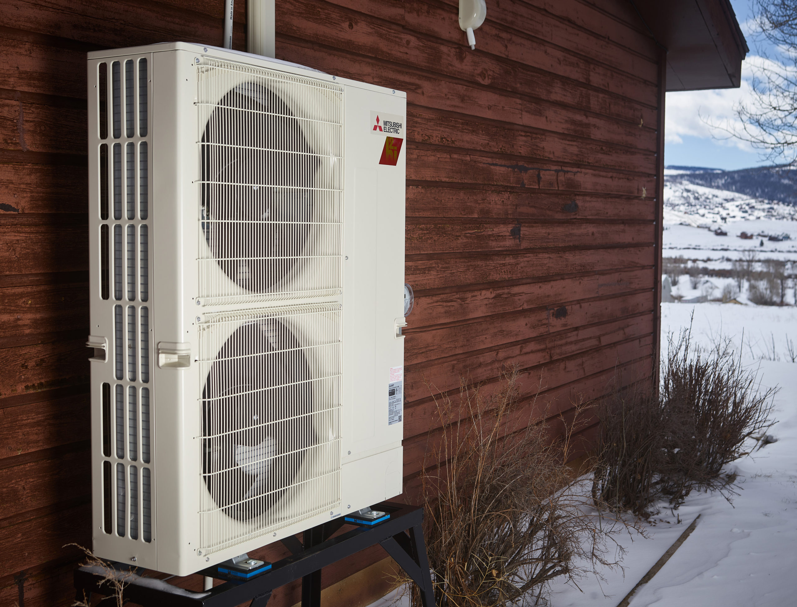 air source heat pump outside mountain home