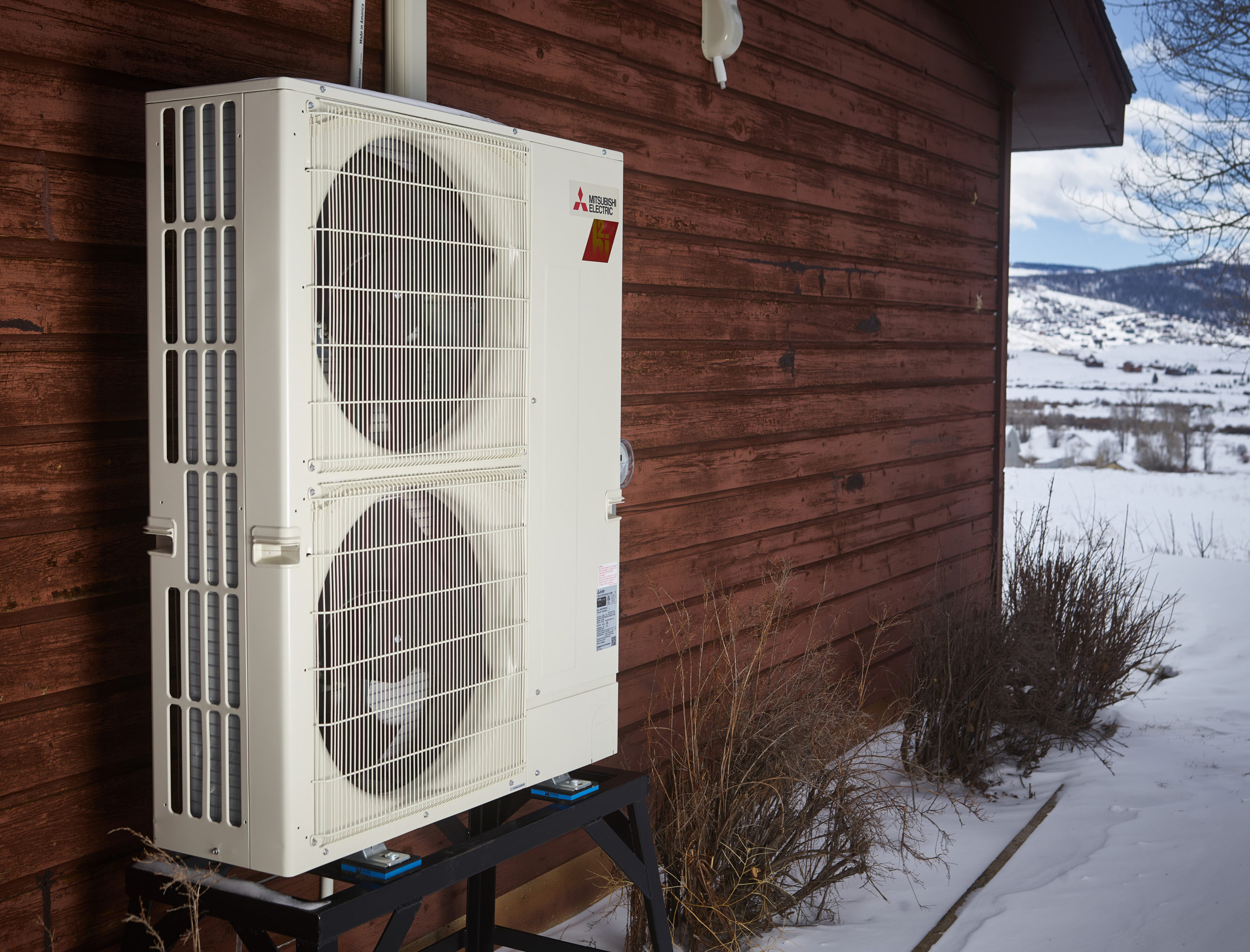 heat pump on exterior wall