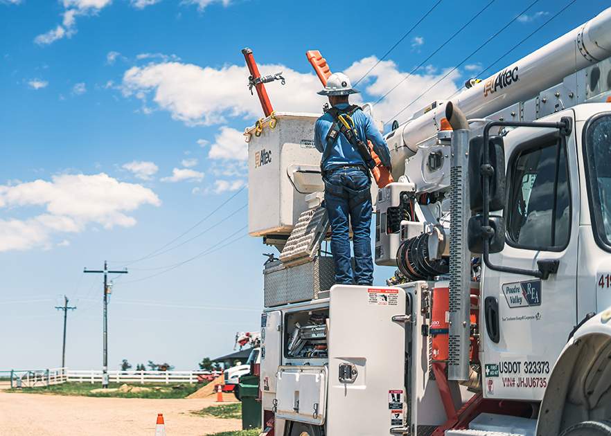 employee and service truck