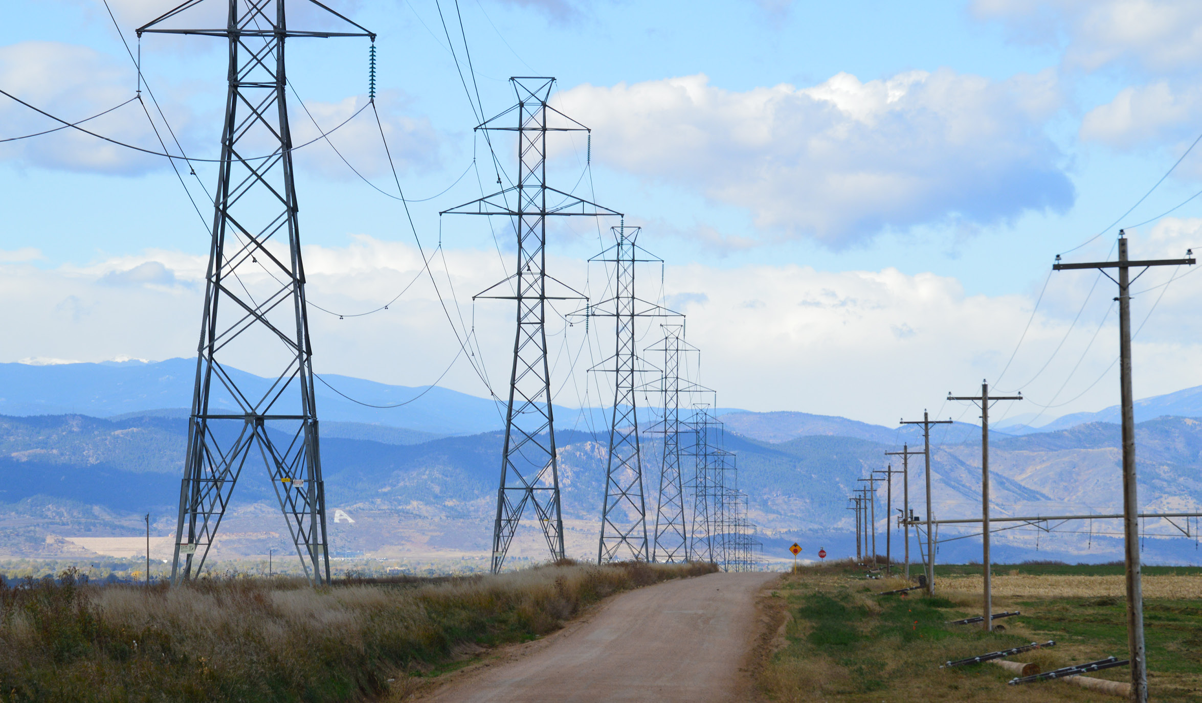 power lines and mountains