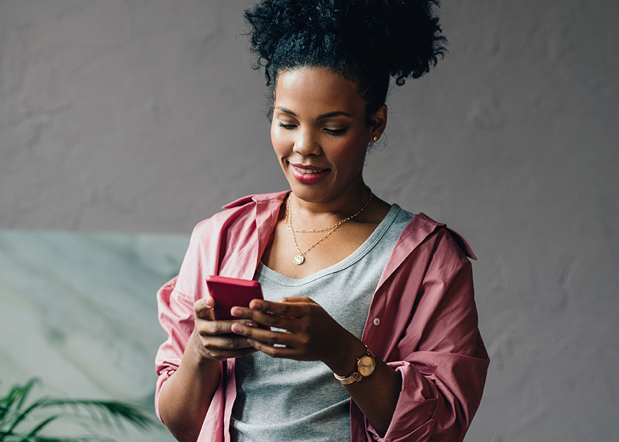 woman looking at phone