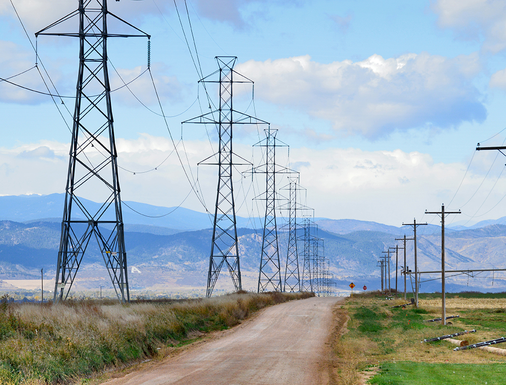 power lines and mountains