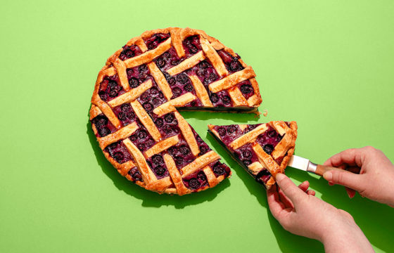 Pie with slice being taken out