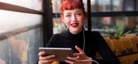 woman using a tablet